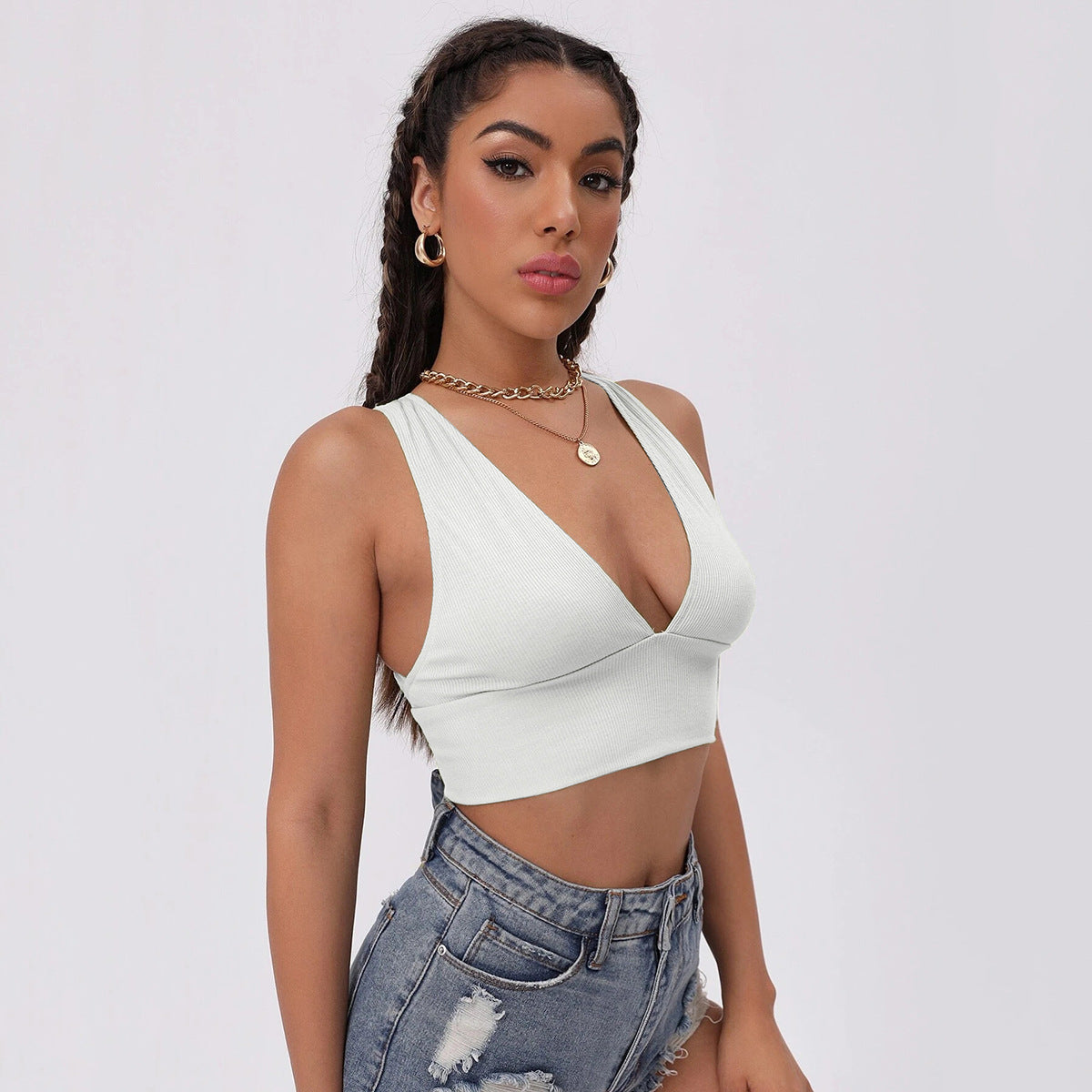 Crop top Decote Em V - O Retalho
