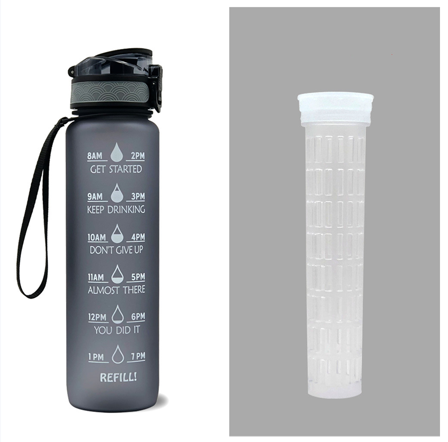 Garrafa de Água Tritan de 1L com Marcador de Tempo