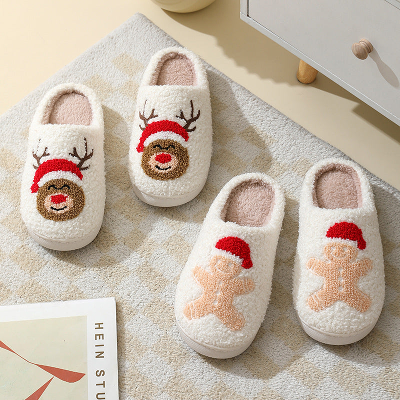 chinelos de algodão para mulheres e homens casais de inverno e quente, sapatos peludos - O Retalho