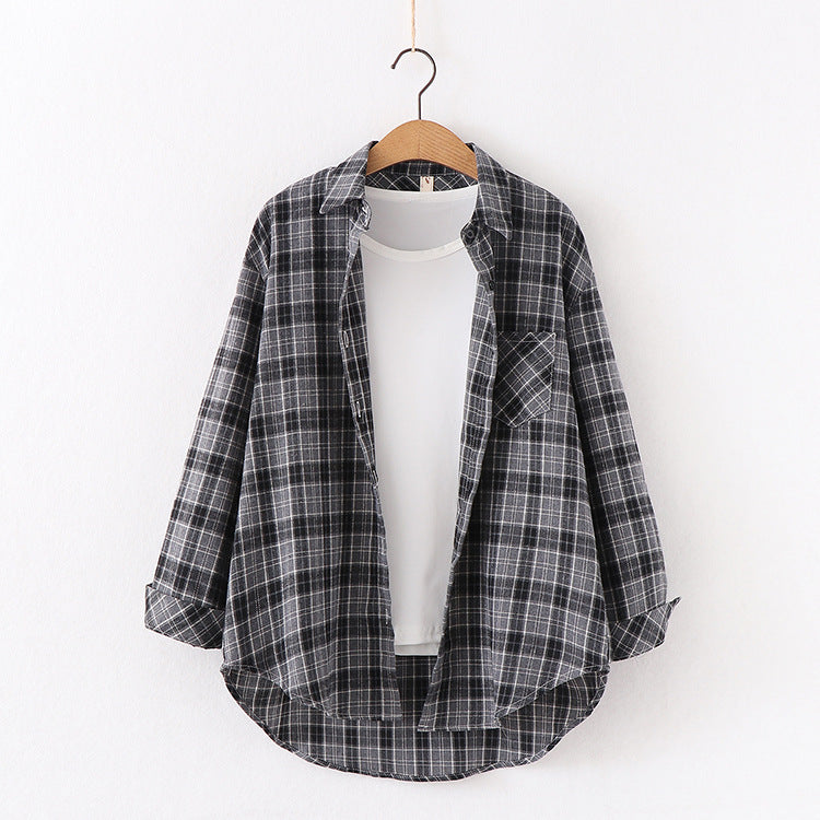 Camisa Xadrez Casual Tops Blusas - O Retalho