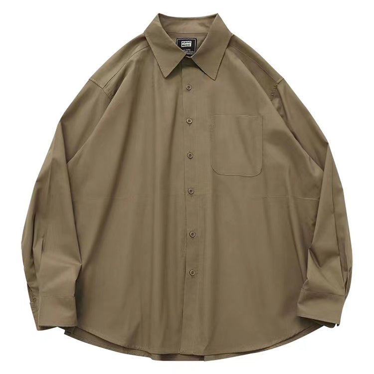 Long Sleeved Shirt Youth Solid Color Versatile Loose Fitting - O Retalho