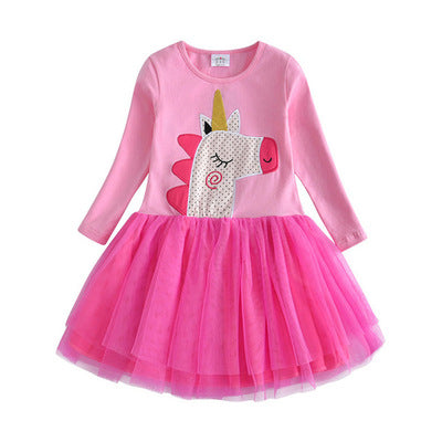 vestidos elegantes para meninas com desenho de unicórnio - O Retalho
