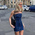 Sexy Slim-fit Tassel Washed Denim Tube Top Dress For Women - O Retalho