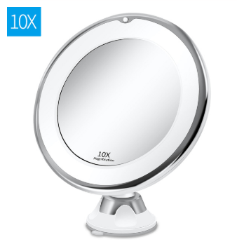Espelho de maquilhagem giratório 360º com ampliação de 10x e iluminação LED - O Retalho