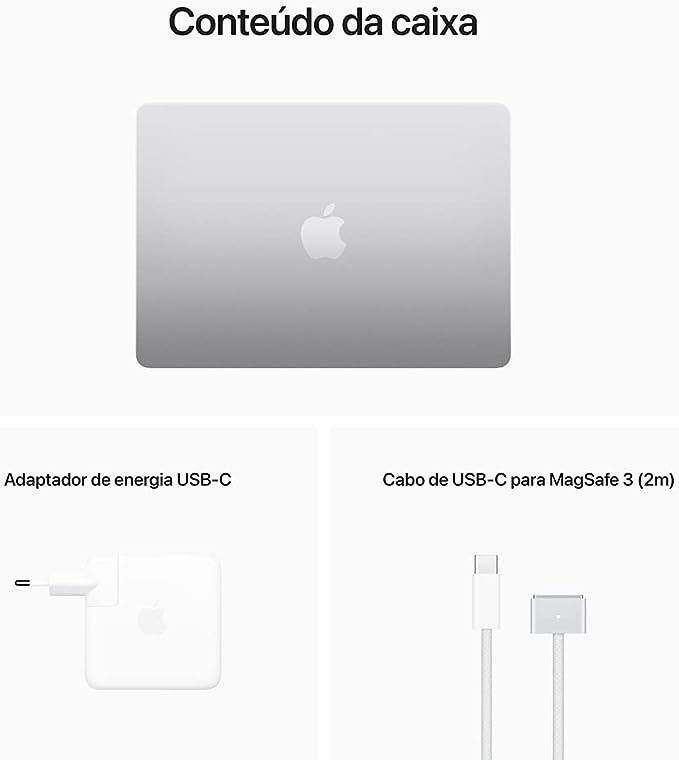 MacBook Air de 13 polegadas-Apple notebook: Chip M2 da Apple com CPU de oito núcleos e GPU de oito núcleos - O Retalho