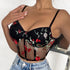 Crop top de renda com estampa floral bordado - O Retalho