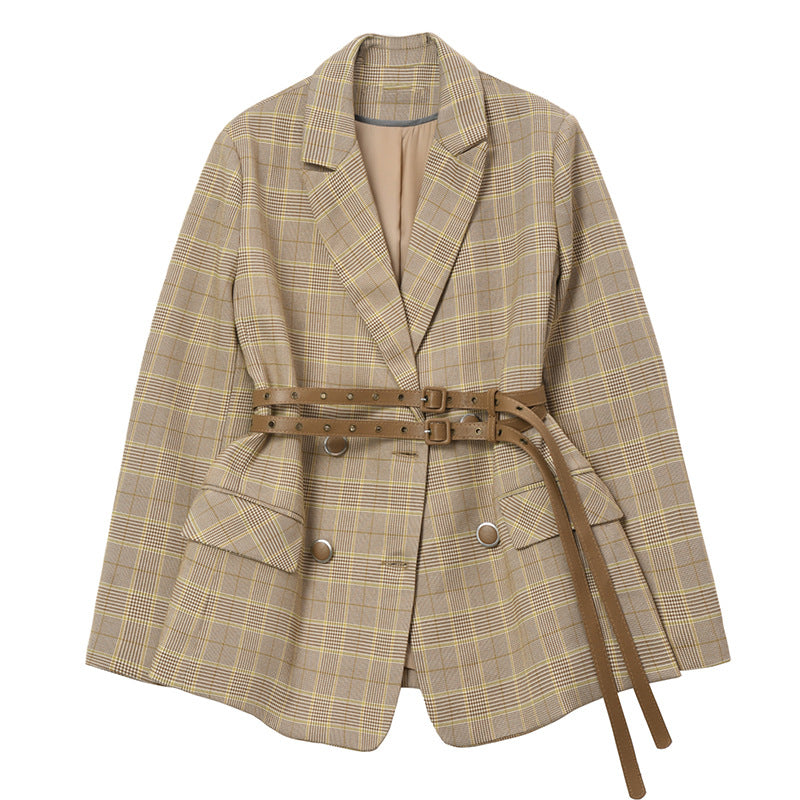 Blazer xadrez com detalhe de cinto - O Retalho