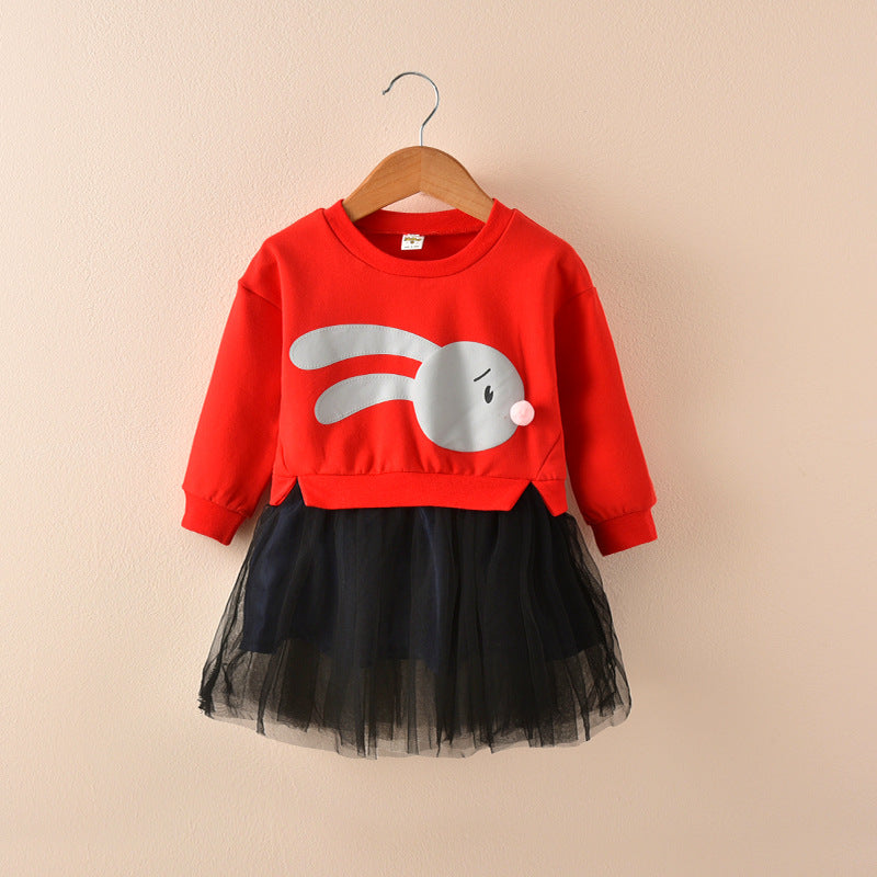 Vestidos de meninas para o inverno com estampa de coelho - O Retalho