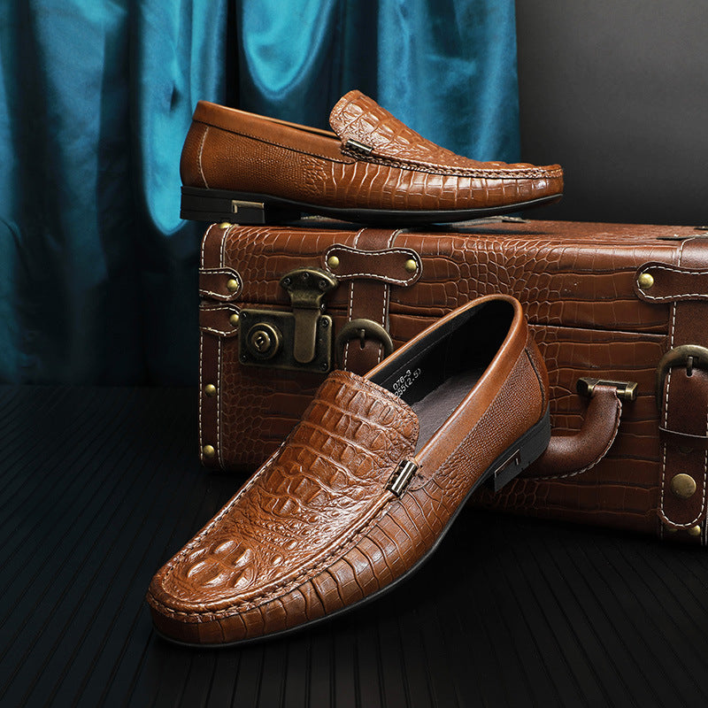 sapatos casuais de couro de primeira camada para homem - O Retalho