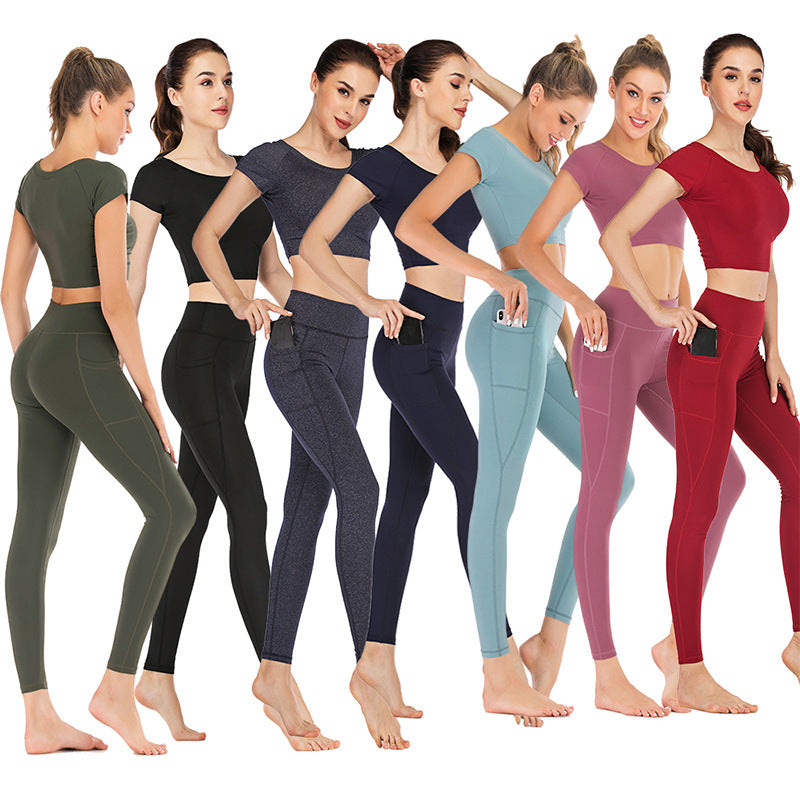 Conjunto de Roupas de Yoga com Bolsos para Mulheres - Tecido Lycra para Máximo Conforto - O Retalho