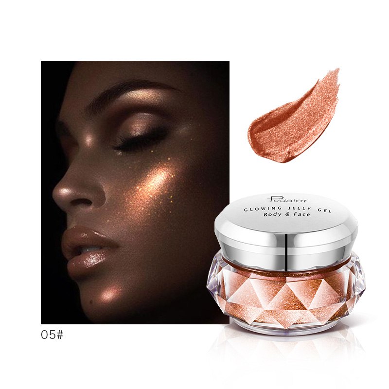 Face Highlighter Jelly Gel Mermaid Eyeshadow Glow Body Glitter Festival Makeup Iluminador Gold Liquid Highlighter Bronzer - O Retalho