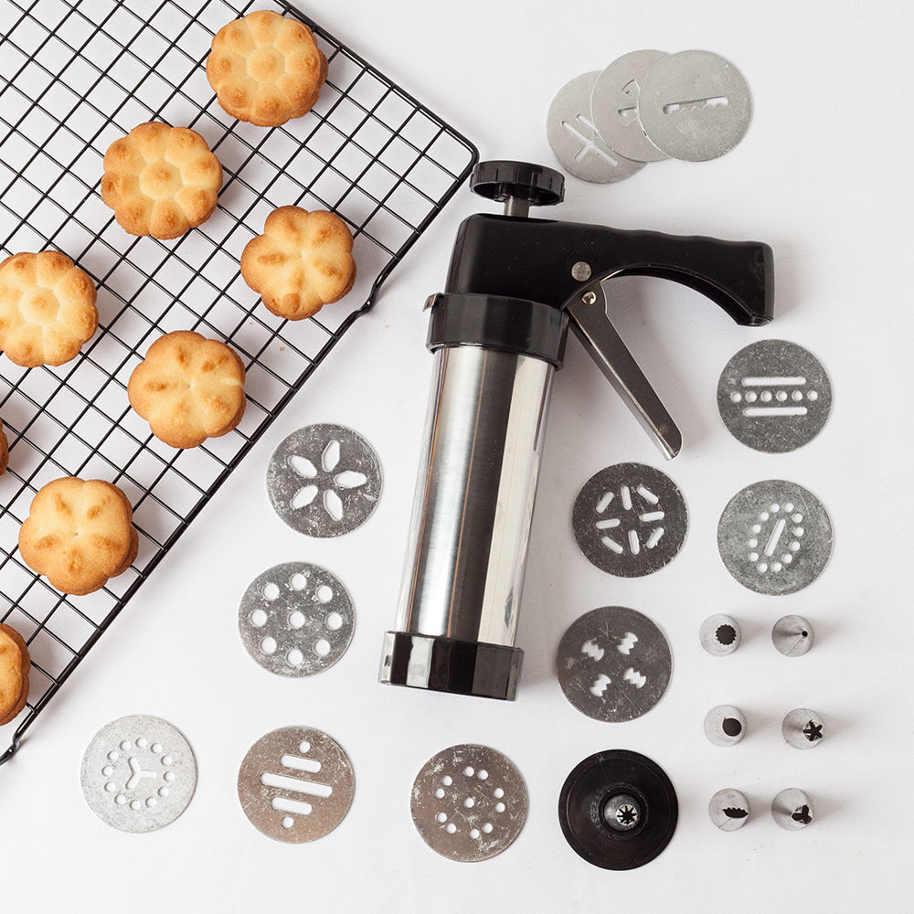 Máquina de Biscoitos em Aço Inoxidável - Asse Biscoitos e Decore Bolos com Facilidade - O Retalho