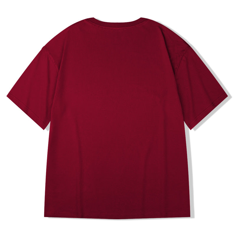 T-shirt de Algodão Manga solta curta de cor sólida - O Retalho