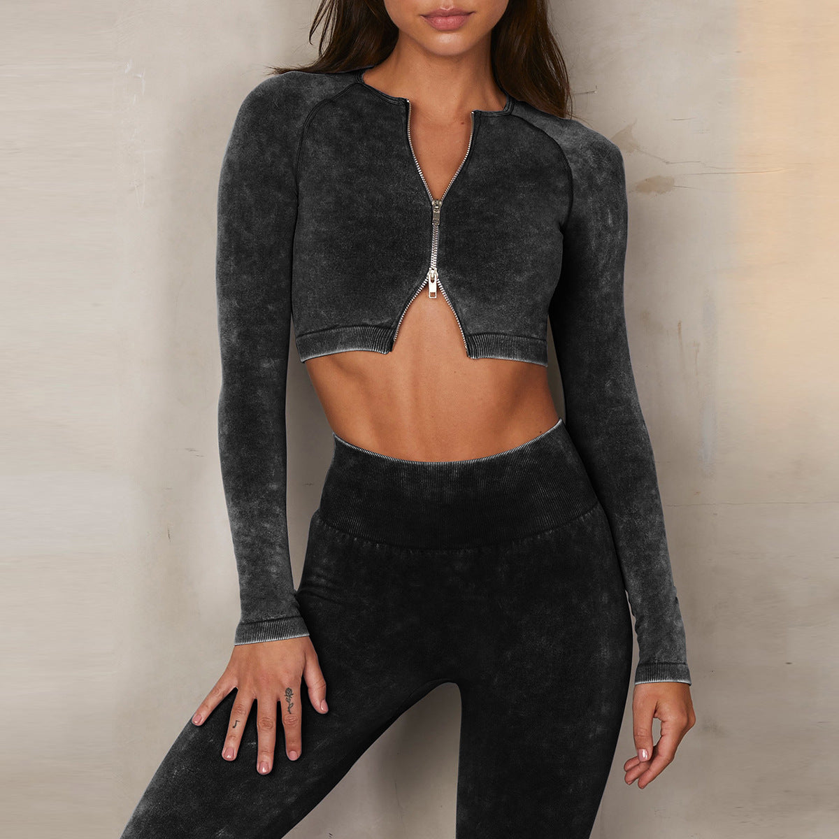 Conjunto de Roupas de Yoga em Denim sem Costura - Conforto e Estilo - O Retalho