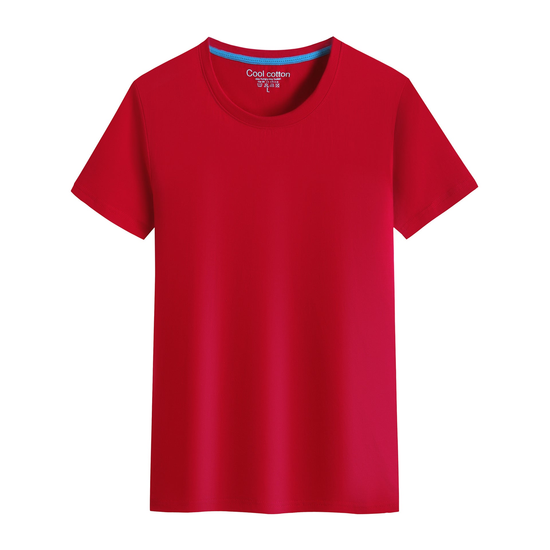 Cotton Blank With No Printed Patterns Round Neck Short T-shirt - O Retalho