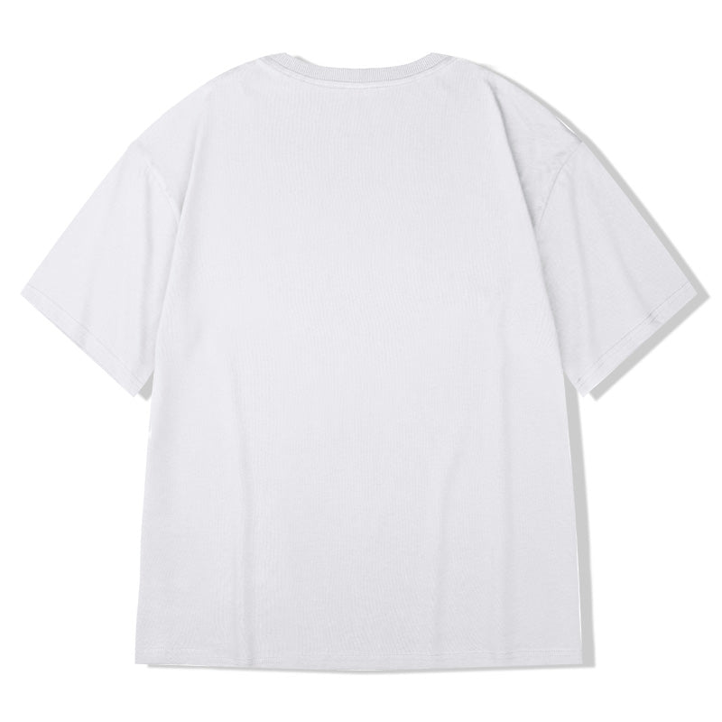 T-shirt de Algodão Manga solta curta de cor sólida - O Retalho