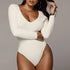 Bodysuit mangas compridas decote em V - O Retalho