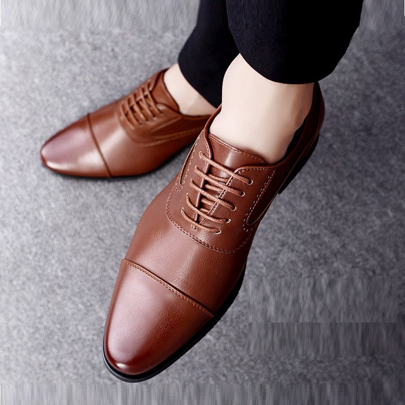 Sapatos de couro casuais de moda simples e tendência para homens - O Retalho
