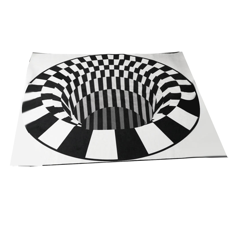 3d vortex tapete preto branco grade buraco ilusão tapete para sala de estar quarto anti-deslizamento tapetes casa moda - O Retalho