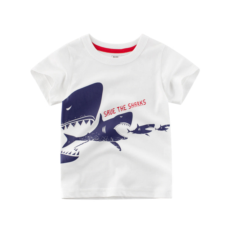 camiseta top de algodão, roupas infantis de verão para menino - O Retalho