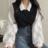 Patchwork Long Sleeve Loose Contrast Color And Versatile Top - O Retalho