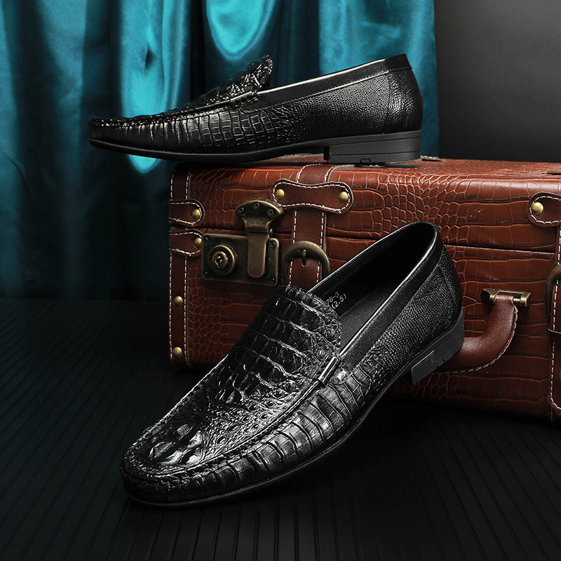 sapatos casuais de couro de primeira camada para homem - O Retalho