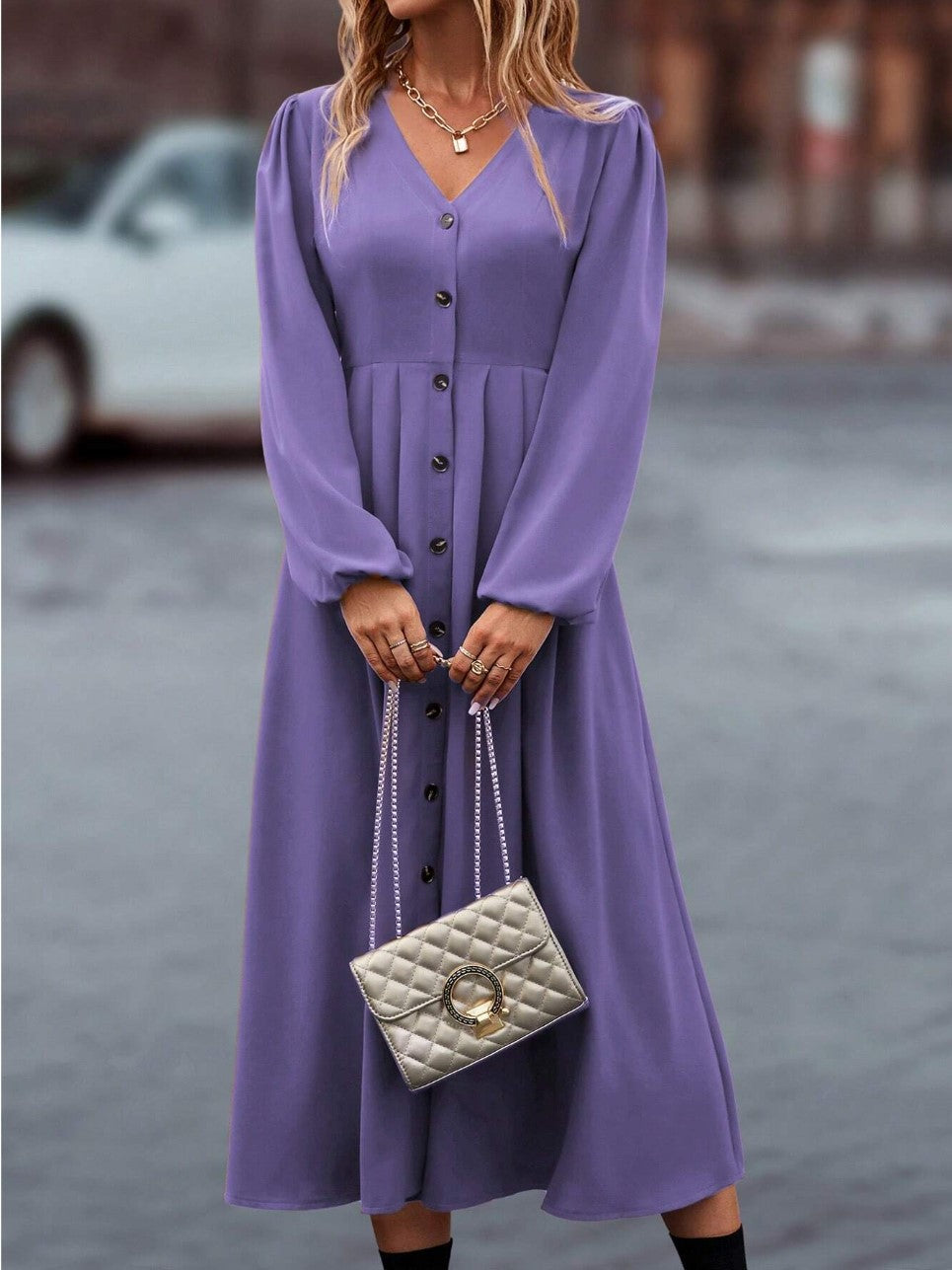 Vestido Elegante de Cintura Alta para mulheres - O Retalho