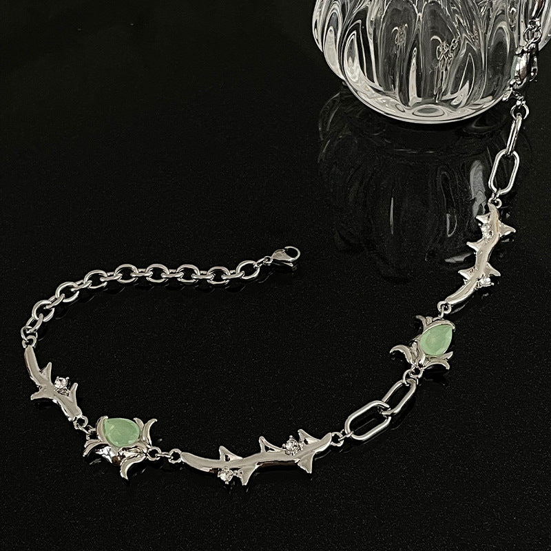 Colar de Espinhos de Flor Verde para Mulheres - O Retalho