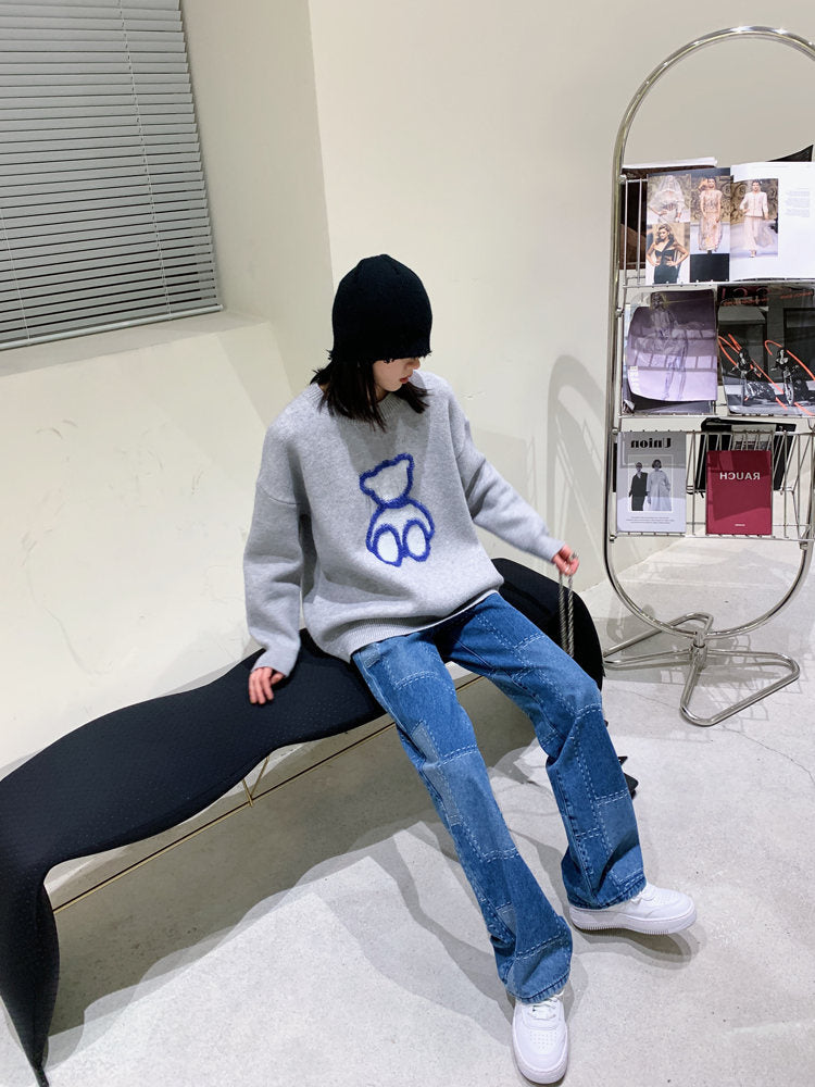 Calça com estampas jeans Largo para mulher - O Retalho