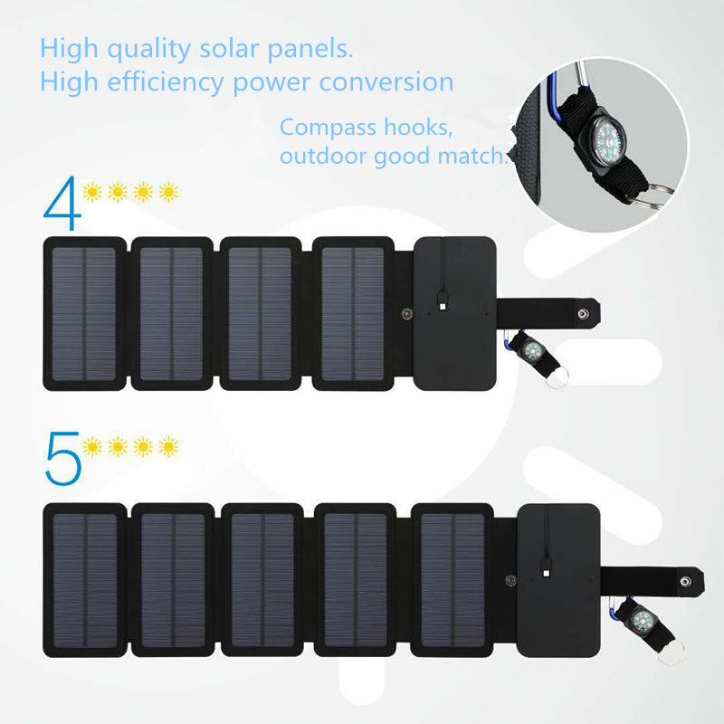 Carregador solar portátil com saída USB 5V 2.1A