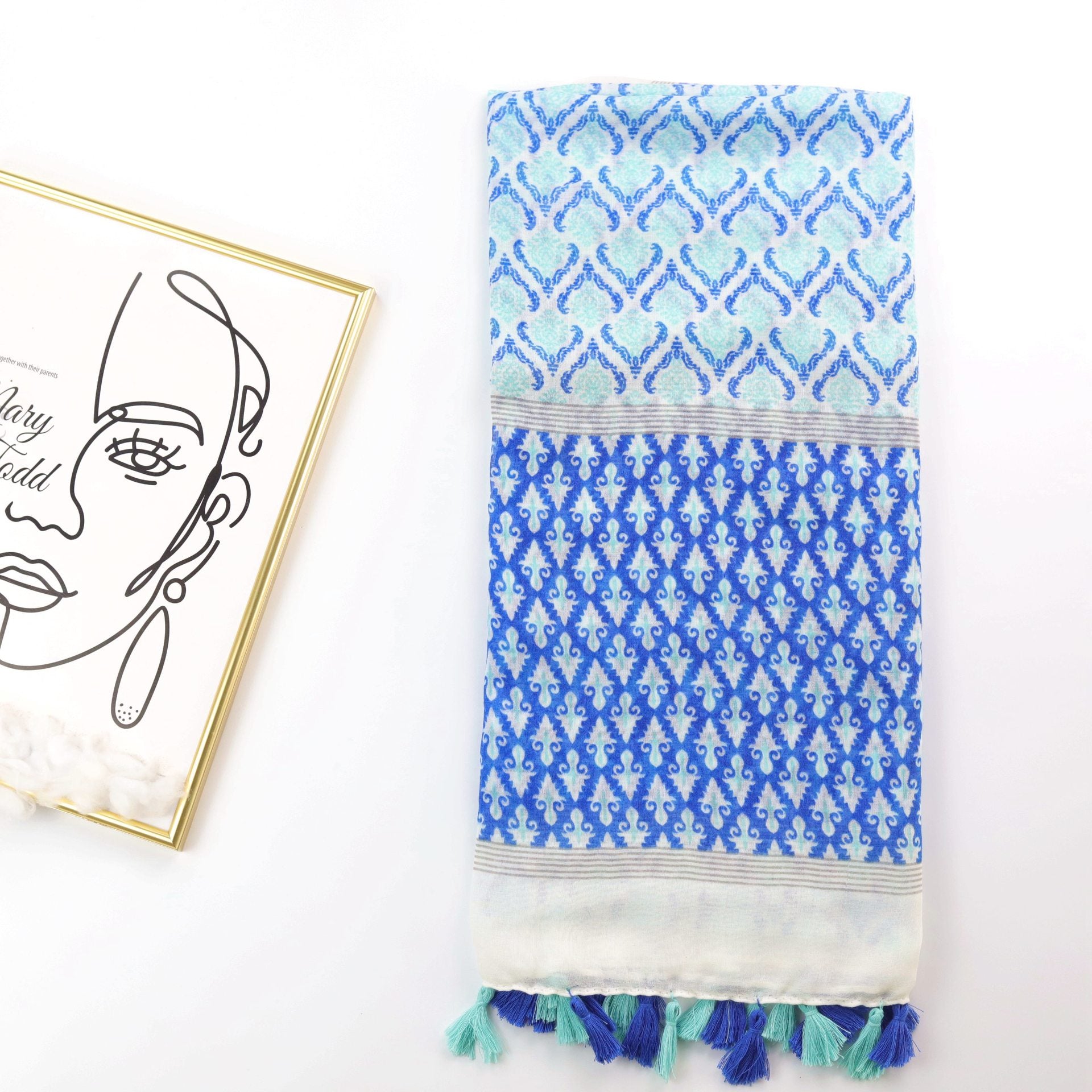 Baroque Geometric Printed Silk Scarf - O Retalho
