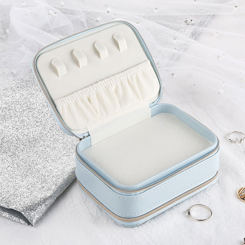 Simple Zipper Leather Jewelry Box Storage - O Retalho