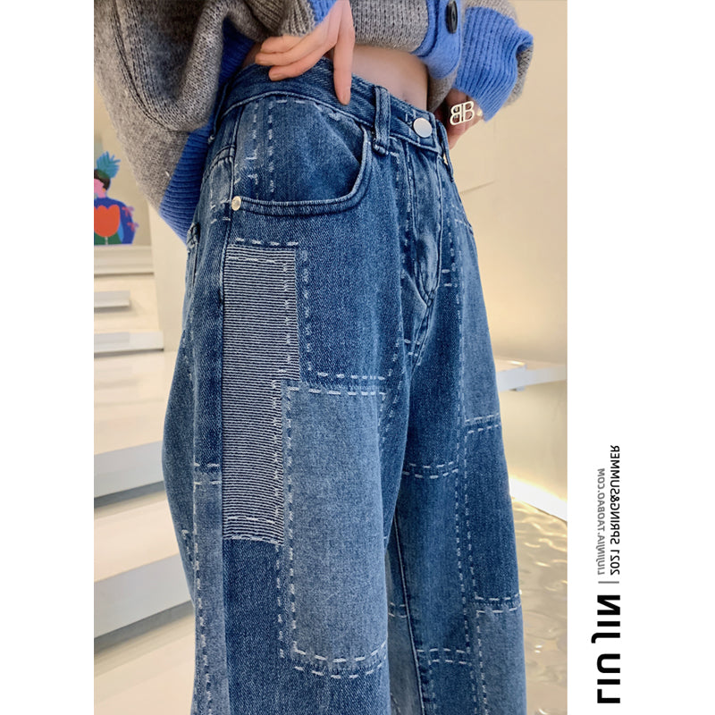 Calça com estampas jeans Largo para mulher - O Retalho