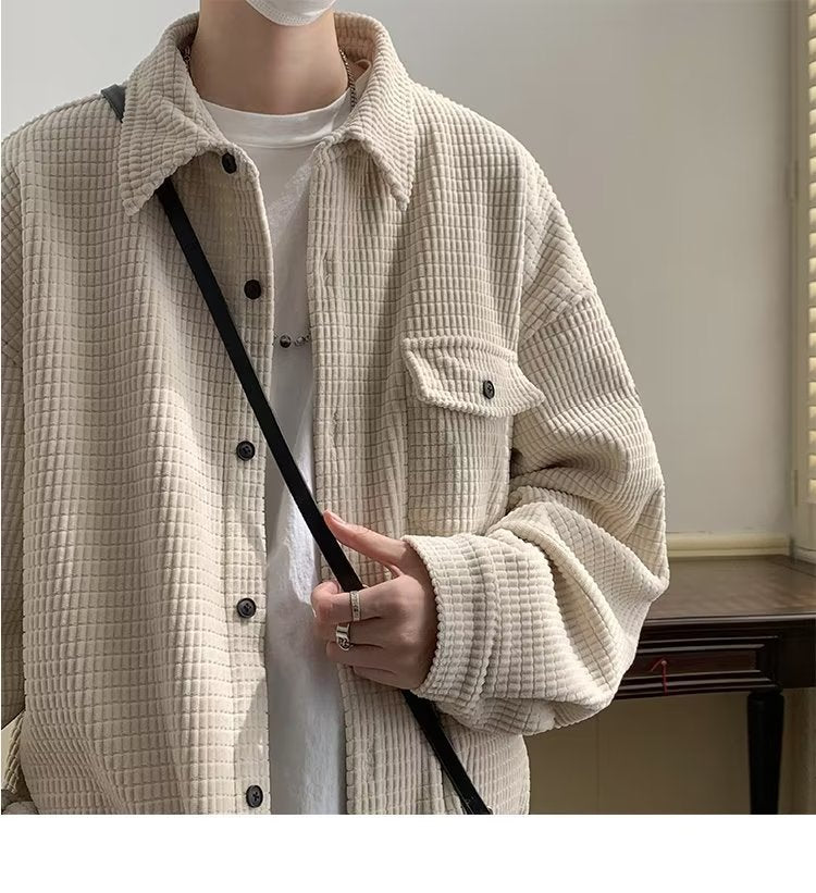 Corduroy Shirt Men's Warm Jacket Casual Shirt - O Retalho