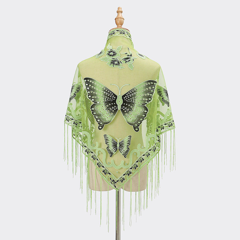 Lace Hollow-out Solid Color Triangle Women's Scarf - O Retalho
