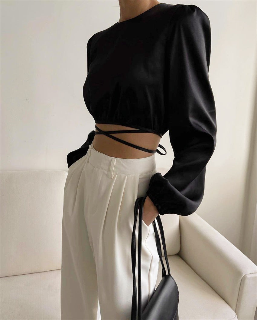 Crop top sem costas manga longa - O Retalho