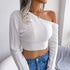 Crop top manga cumprida ombro irregular - O Retalho