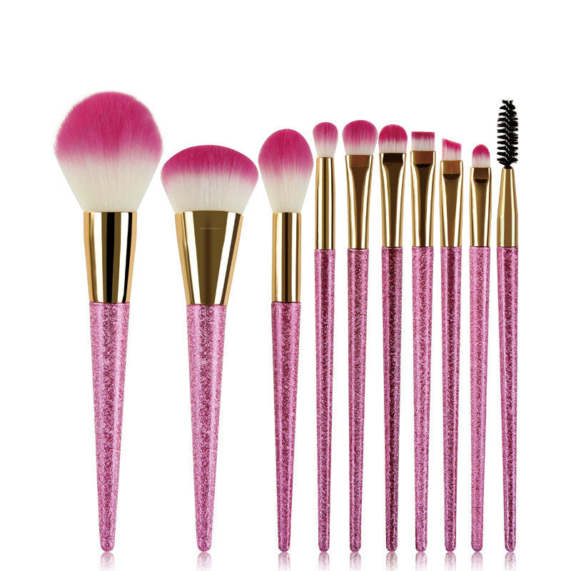 Conjunto de 10 Pincéis de Maquiagem 3D Rosa - O Retalho