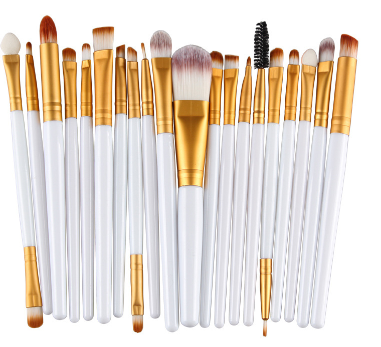 Conjunto de pincéis de maquiagem: pincel para pó solto, pincel de blush e pincel de sombra. - O Retalho