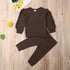 Newborn Baby Boys Girls Ruffles Jumper Solid Long Sleeve Sweatshirt Tops Pants Infant Kids 2Pcs Outfits Clothes Set Fall Clothes - O Retalho