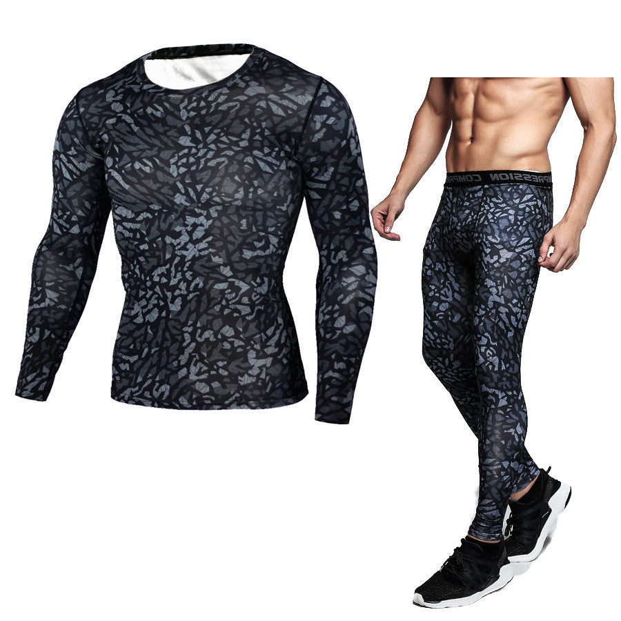 Conjunto de Compressão Camuflado para Esportes - Manga Longa e Calça Justa - O Retalho