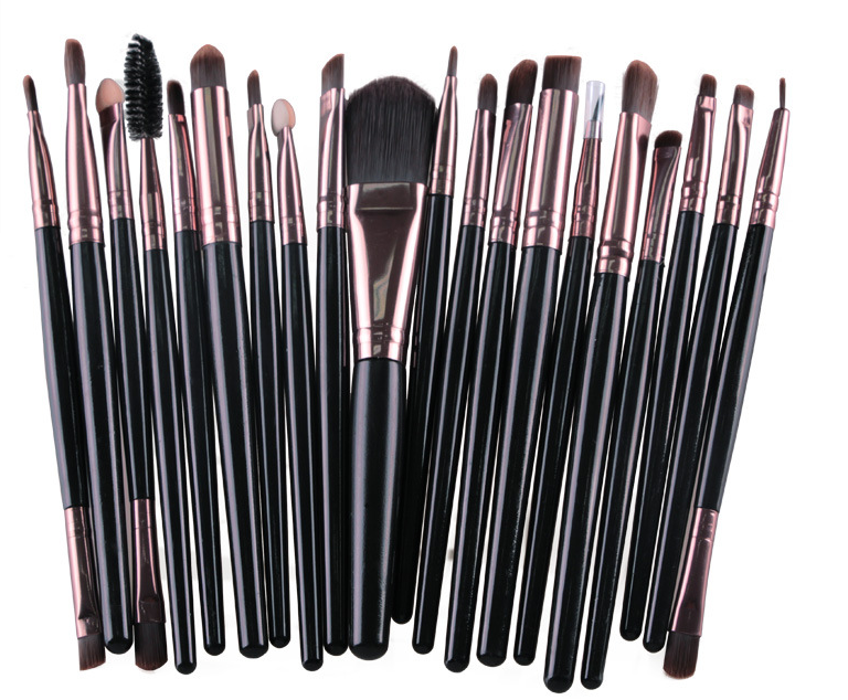 Conjunto de pincéis de maquiagem: pincel para pó solto, pincel de blush e pincel de sombra. - O Retalho