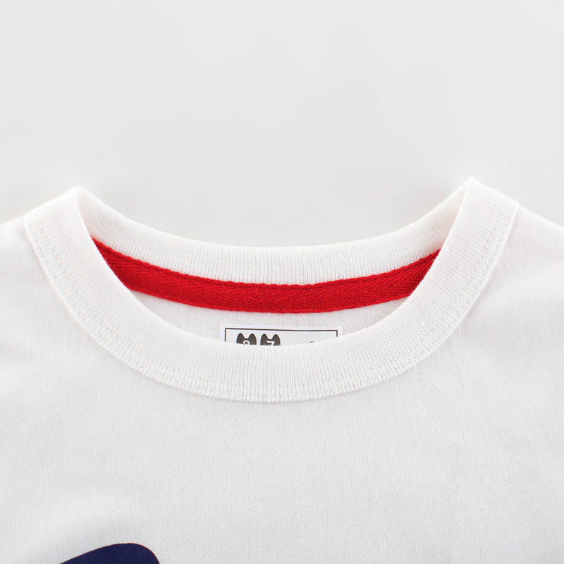 camiseta top de algodão, roupas infantis de verão para menino - O Retalho