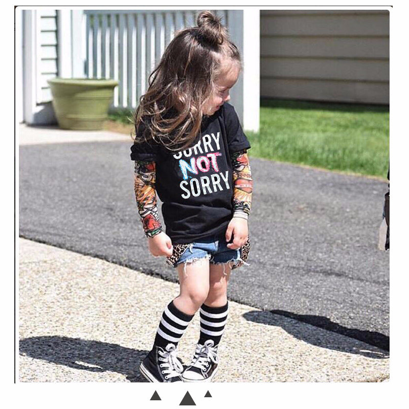 Tattoo long sleeve stitching top - O Retalho