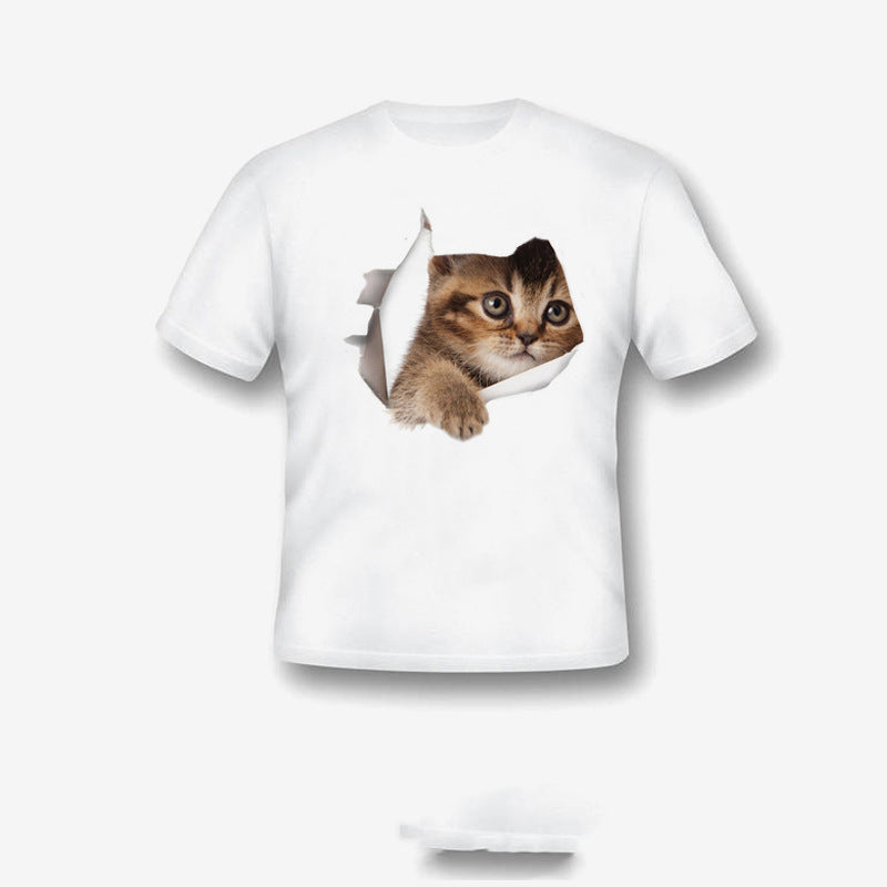 🐯Camiseta para meninos com Estampa de 3D Gato - O Retalho