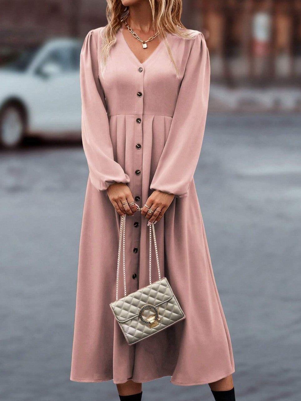 Vestido Elegante de Cintura Alta para mulheres - O Retalho