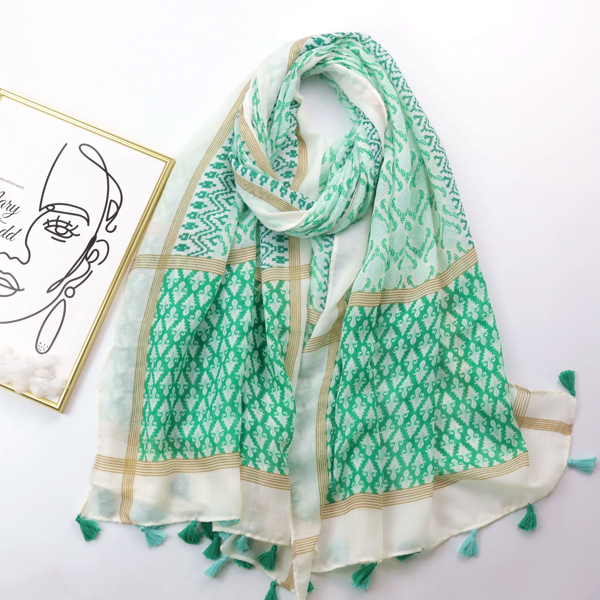 Baroque Geometric Printed Silk Scarf - O Retalho
