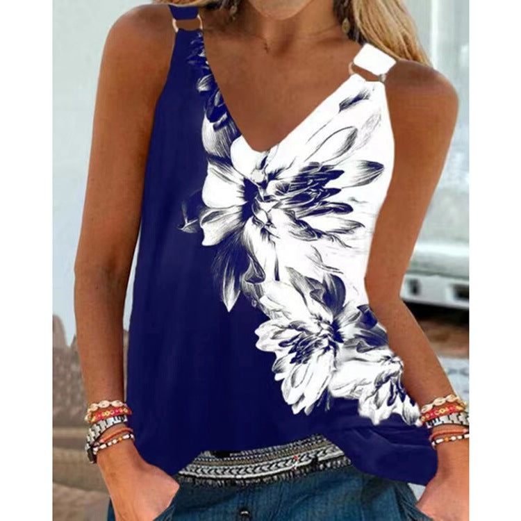 Blusa Casual com Estampa Digital Floral Preto e Branco - O Retalho