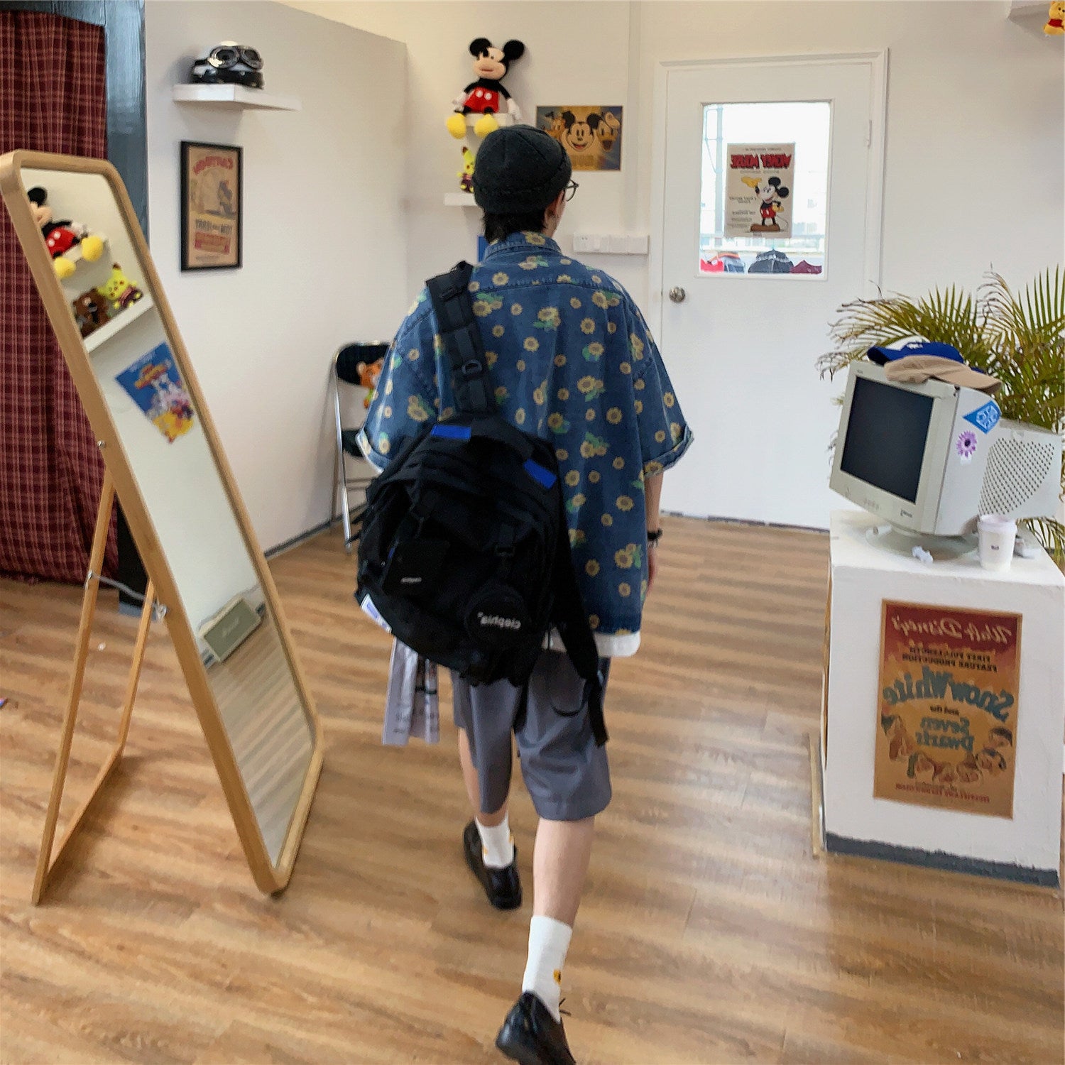 Retro Do The Old Cowboy Shirt Men's Summer Hong Kong Washed Loose Short Sleeve Top - O Retalho