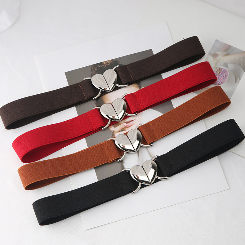 Elastic Stretch All-matching Love Buckle Thin Belt - O Retalho